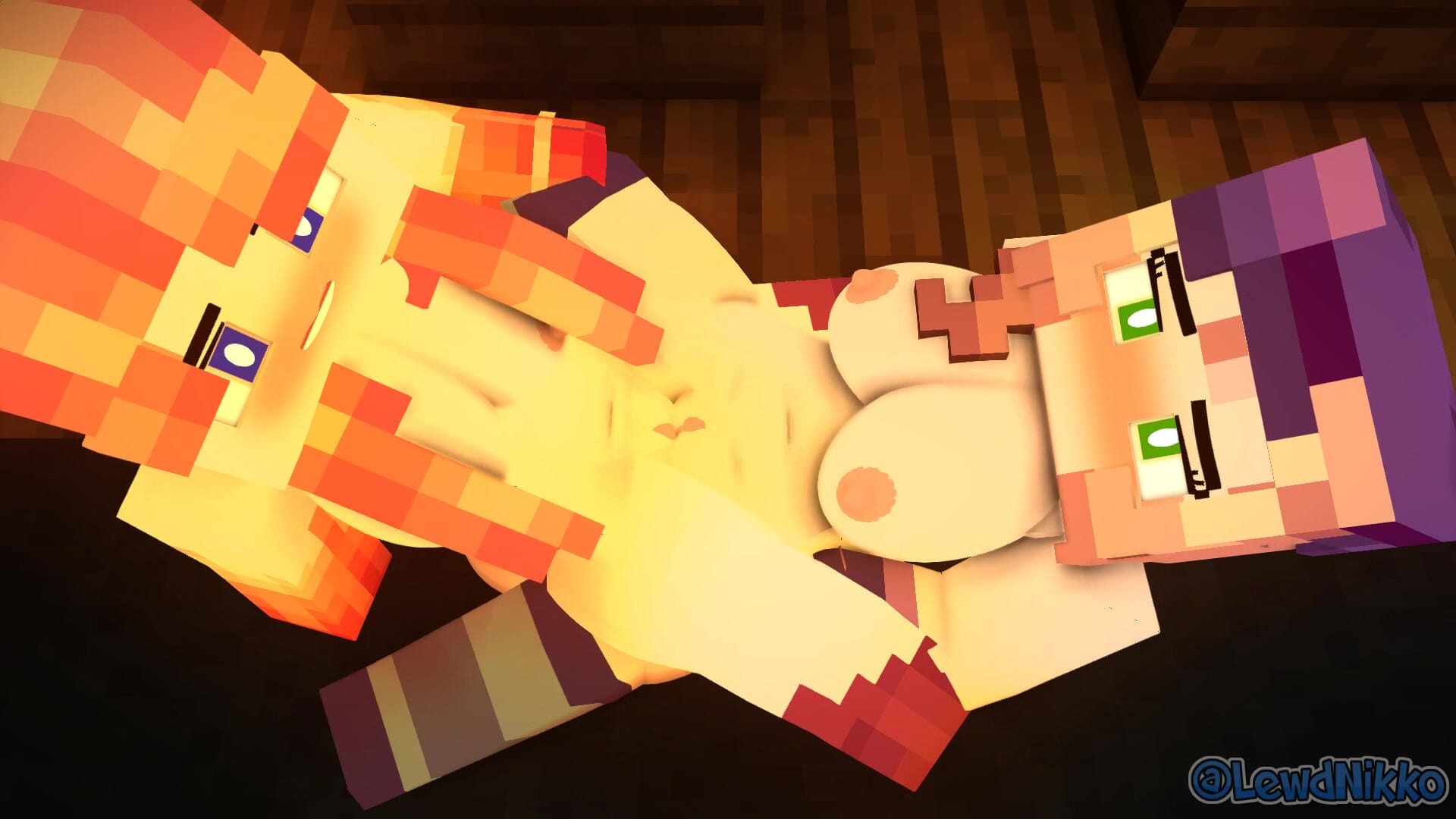 Rock, Paper, Gunting, Dua Awek Berseronok Bersama Di Minecraft - Animasi Lucah Minecraft