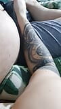 Tattooed step mom almost caught by Husband while handjob step son dick snapshot 6