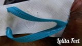 Lfeet-Blue flip flops footjob snapshot 14