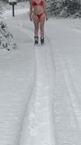 Bubble butt in bikini walking in snow snapshot 8