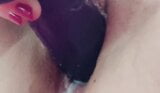 Close-up solo with big black dildo snapshot 2