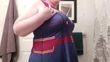 Caressing my curves in my new Captain Marvel dress! snapshot 10