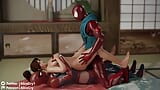 Mai Shiranui zostaje zalana przez dwóch spidermanów jednocześnie snapshot 8