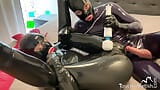 TouchedFetish – Amateur Fetish married couple in shiny latex rubber catsuit - Loud moaning due Magic Wand and vibrator orgasm snapshot 9