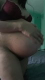 Asian girl oils huge pregnant belly snapshot 3