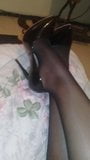 More shiny pantyhose and heels snapshot 10