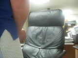 Huge cumshot on leather chair snapshot 8