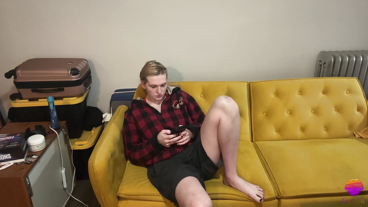 Transgirl swiping right with her girl cock