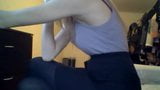 hacked laptop camera. girl puts on pantyhose snapshot 14