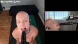 Advanced Dildo Training for sexy bald woman snapshot 2