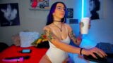 Sexy Colombian otaku webcam girl with glasses and tattoos shows you how horny she is in her room snapshot 6