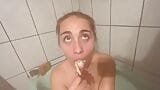 18 year old blonde drinking Brushing and swallowing piss snapshot 1