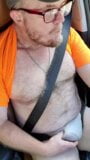 Pig pulls out his small hairy dad dick and jacks off in car snapshot 18