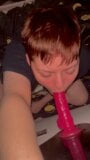 Trans boy Alexander practicing cock sucking on his dildo snapshot 10