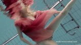 Katya Okuneva strips in her red lingerie underwater snapshot 5