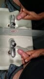 Felixproducer is wanking in a public toilet and cums all over the sink and the mirror snapshot 7