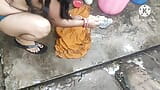 Indian house wife bathing outside clothing snapshot 3