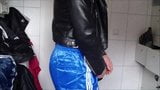 Cum Snort leather jacket satin nylon shorts snapshot 1