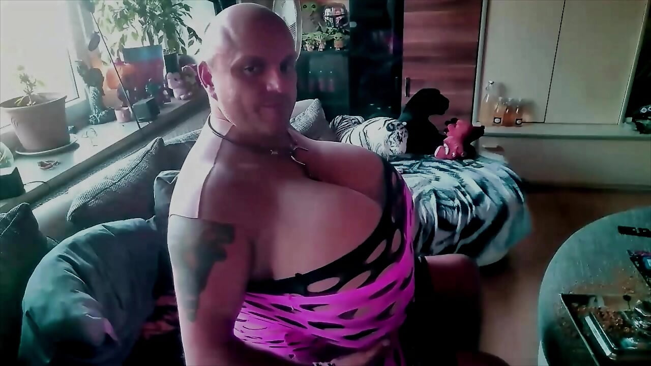 Huge Tits Crossdresser Ties Himself Up And Tortures Herself With Pump Dildo In Ass - Ass Stretching Gay Sissy Boy BDSM Sex Cup-Z Boobs