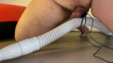 Kleiner Penis mit Vibrator-Eiern, die einen Vakuumschlauch halten snapshot 9