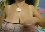 Sweet fat big nippled mature black tits striped on webcam snapshot 2