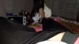 While my girlfriend watches a movie and massages my legs, I masturbate - Lesbian-candys snapshot 8