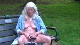 Skinny hot granny flashing and masturbating outdoor snapshot 4