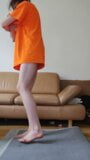 Thin trans girl Theresa Si shows off her feet while she is training in panties to get big thighs and ass – POV snapshot 2