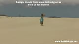 Hotkinkyjo s’enfile un long gode dans le cul Renflement du ventre et prolapsus dans les dunes de sable snapshot 2