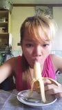 Filipina Bea sucks banana and cream snapshot 7