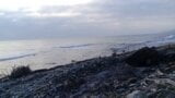 Awek itu menghisap betul-betul di pantai berhampiran laut! snapshot 5