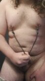 Fatty edging his little cock with nipple clamps on snapshot 7