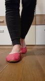 Fetish wearing pink leather gymnastic slipper flats snapshot 6