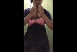 Fast food worker showing off her boobs snapshot 1