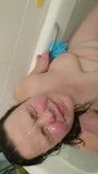 Cute chubby gets facial blast in bath snapshot 3