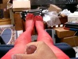 Red rht stockings, old view, cum snapshot 1