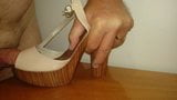 Daugh's beige sandals toe fucked and cummed snapshot 14