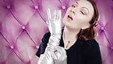 ASMR: long opera silver shiny gloves by Arya Grander. Fetish sounding free SFW video. snapshot 8