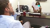 Big Boobs Ebony Boss Candice Nicole seduce young trainee to Fuck at Office snapshot 1