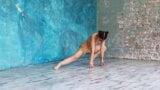 Flexible babe in glasses Kim Nadara stretching snapshot 1