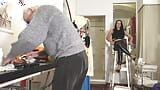 old cuckold slave have to serve domina and lover for cleaning studio snapshot 5