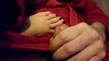 cumshot on gf's sexy feet and toes while watching TV snapshot 1