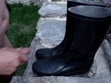 boot boy - cum on ladies rubber boots lick sperm snapshot 1