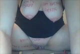 Slut clamps her nips and clit and slaps self snapshot 2