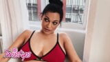 Mona Azar trekt sensueel haar lingerie uit om op een vacht te gaan liggen en speelt met haar poesje met grote borsten - twistys snapshot 20