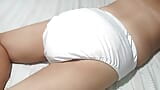 YUMMY FETISH WEARING A WHITE DIAPER VERY HORNY... snapshot 1