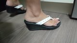 Sexy feet in wedge thong sandals snapshot 7