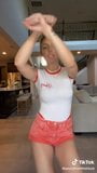 WWE - Peyton Royce dancing on TikTok in T-shirt and shorts snapshot 5