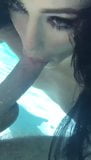 Brunette blowjob in poolside snapshot 1