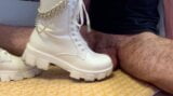 Sepatu bot ayam menghancurkan & menginjak-injak - sepatu bot tempur putih snapshot 5